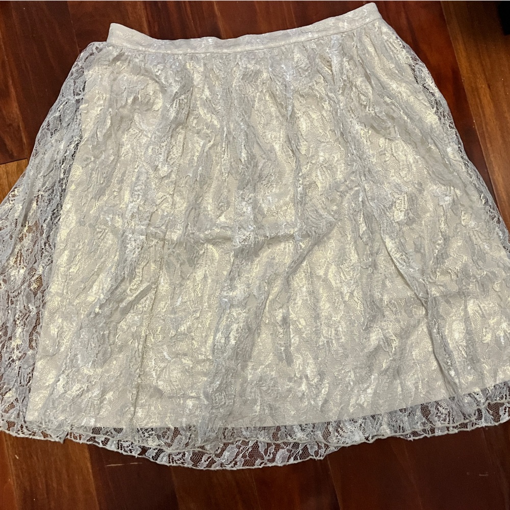 Frenchi White/ivory Lace Skirt Large